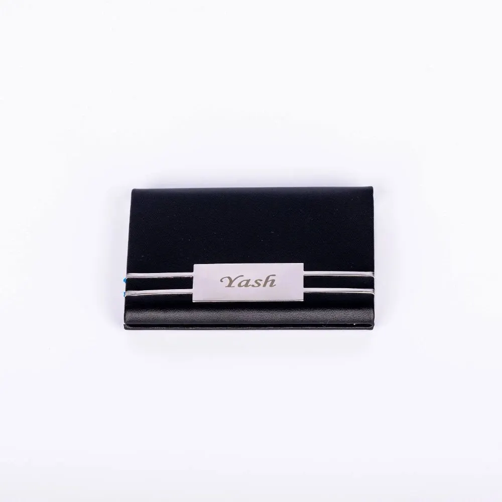 Personalized Black and Silver Visiting Card Holder